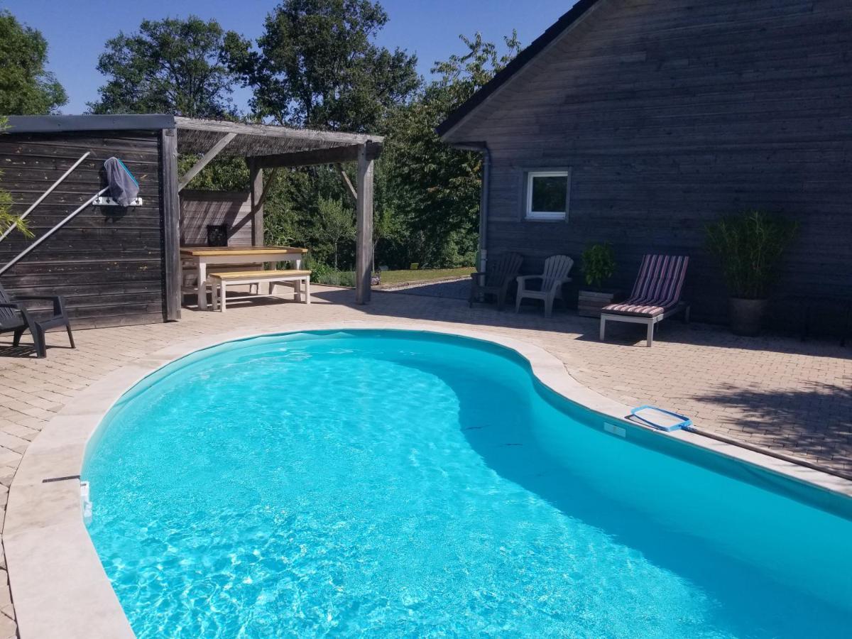 Gite De La Tuillere, Maison Contemporaine En Bois Avec Vue Et Piscine Saint-Aulaire المظهر الخارجي الصورة